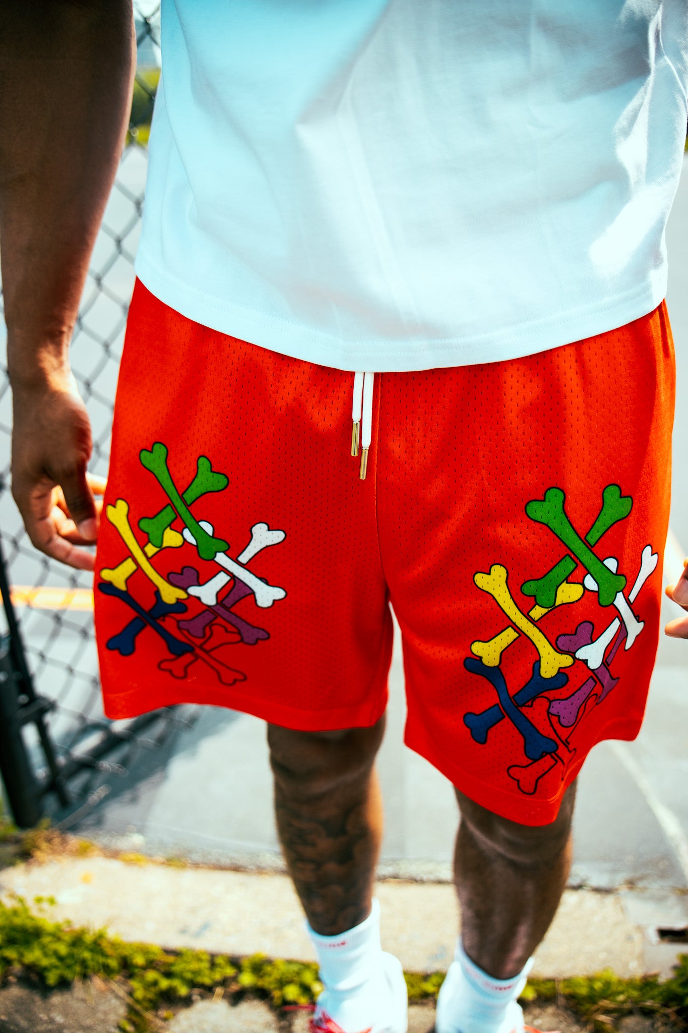 Cross Bones Mesh Shorts