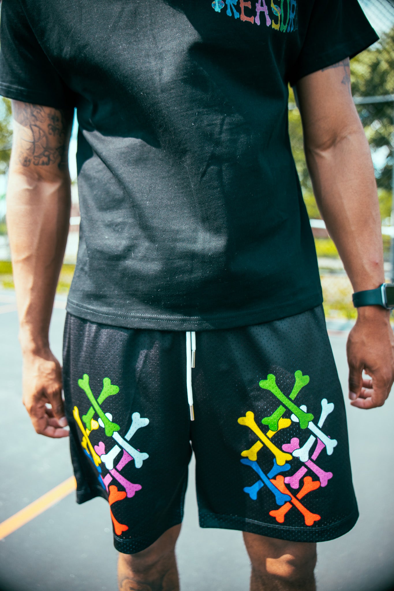 Cross Bones Mesh Shorts